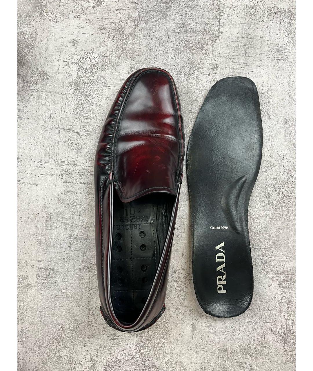 PRADA Бордовые кожаные мокасины, фото 8