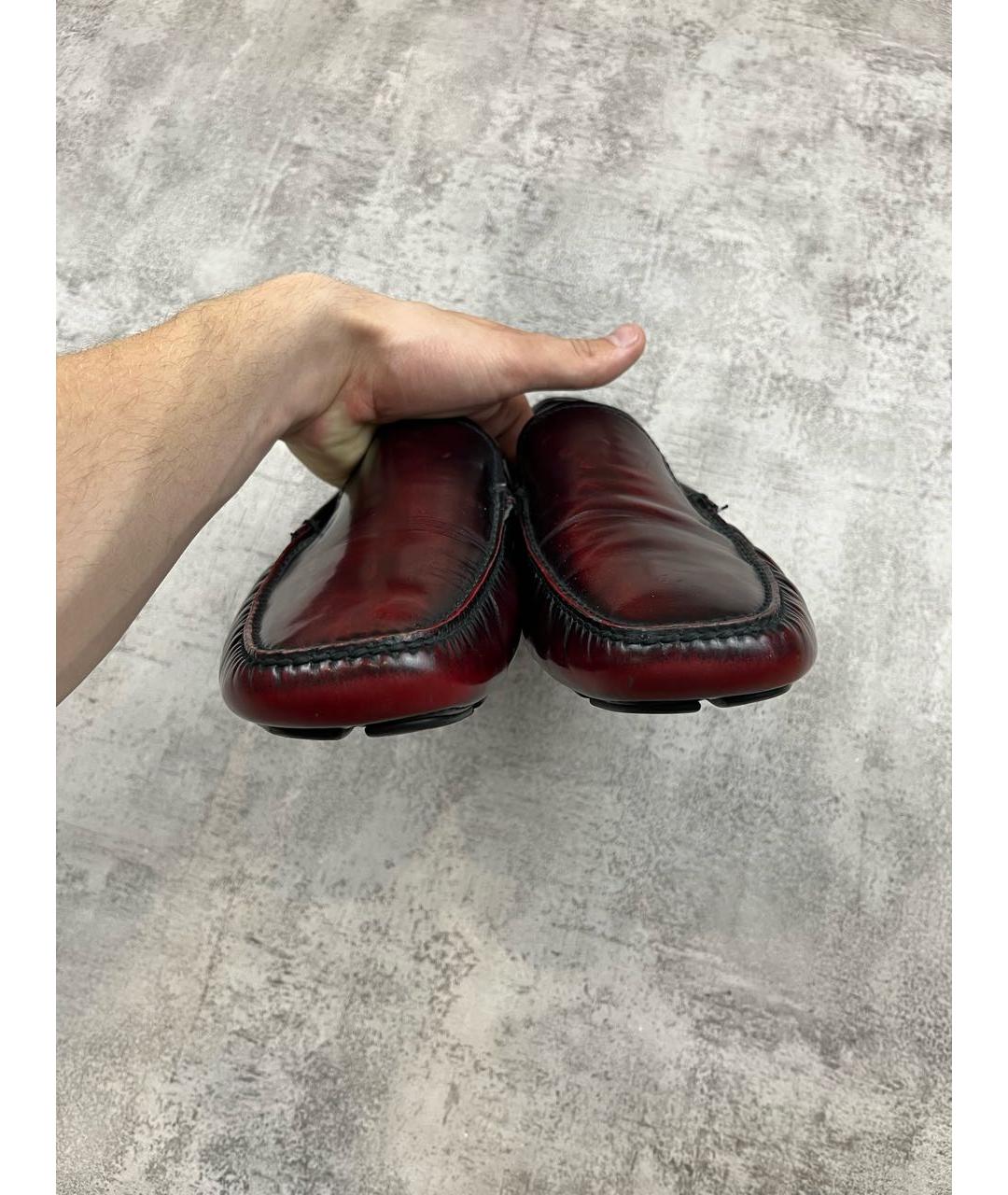 PRADA Бордовые кожаные мокасины, фото 7