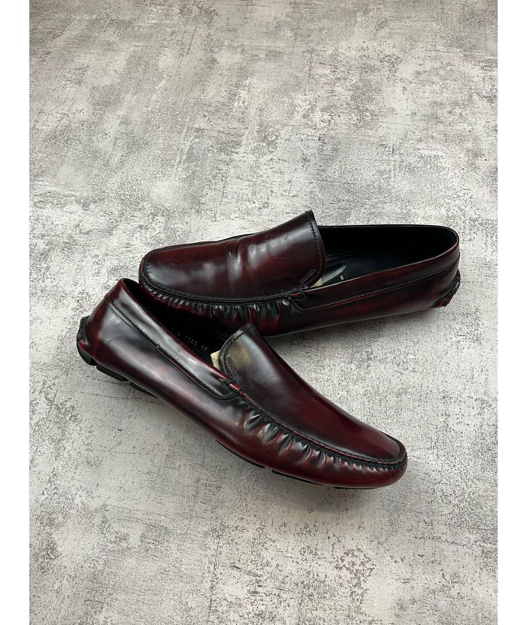 PRADA Бордовые кожаные мокасины, фото 9