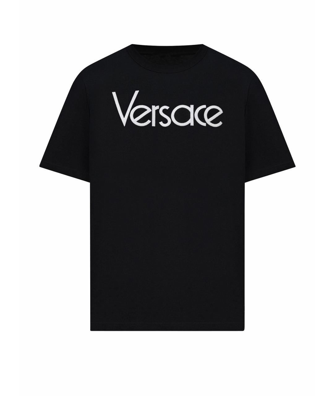 VERSACE Черная хлопко-эластановая футболка, фото 1