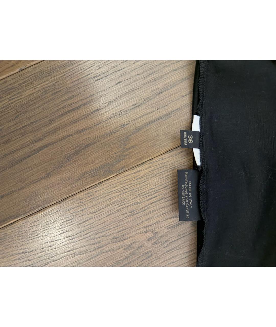 VERSACE Черная хлопко-эластановая футболка, фото 4