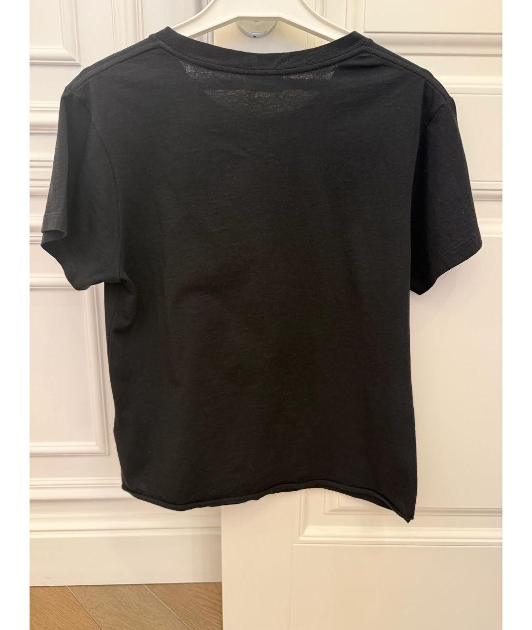 SAINT LAURENT Черная хлопко-эластановая футболка, фото 3