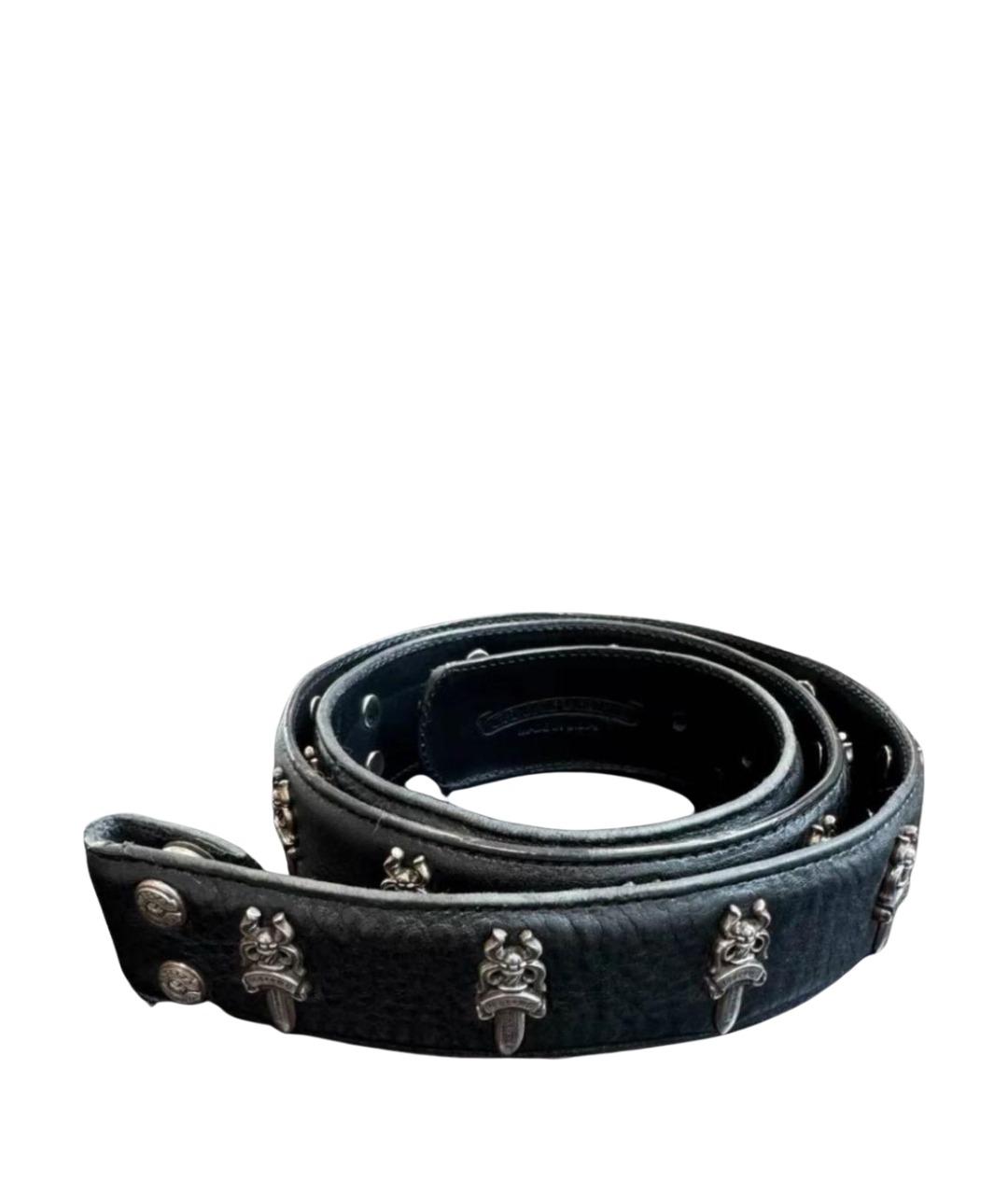 CHROME HEARTS Черный кожаный ремень, фото 1