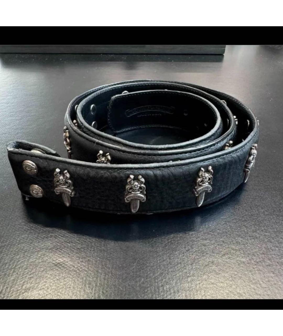 CHROME HEARTS Черный кожаный ремень, фото 5