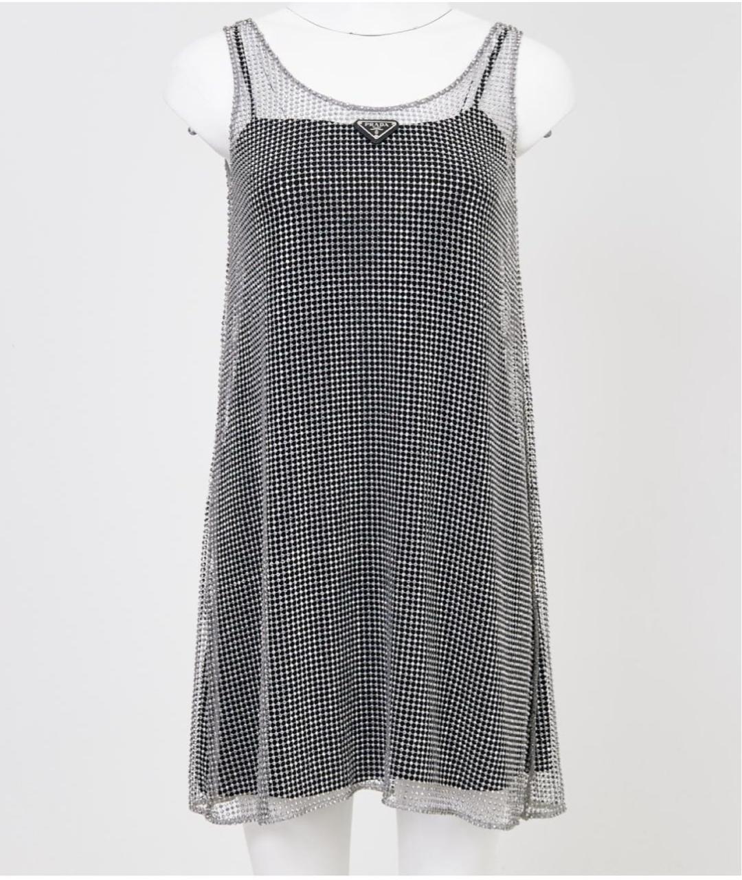 PRADA Серебряное шелковое коктейльное платье, фото 2