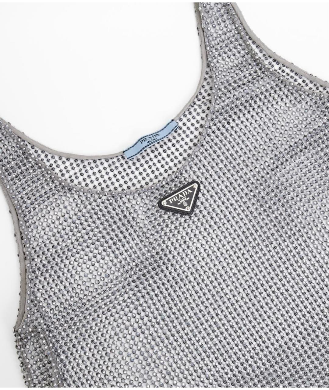 PRADA Серебряное шелковое коктейльное платье, фото 4