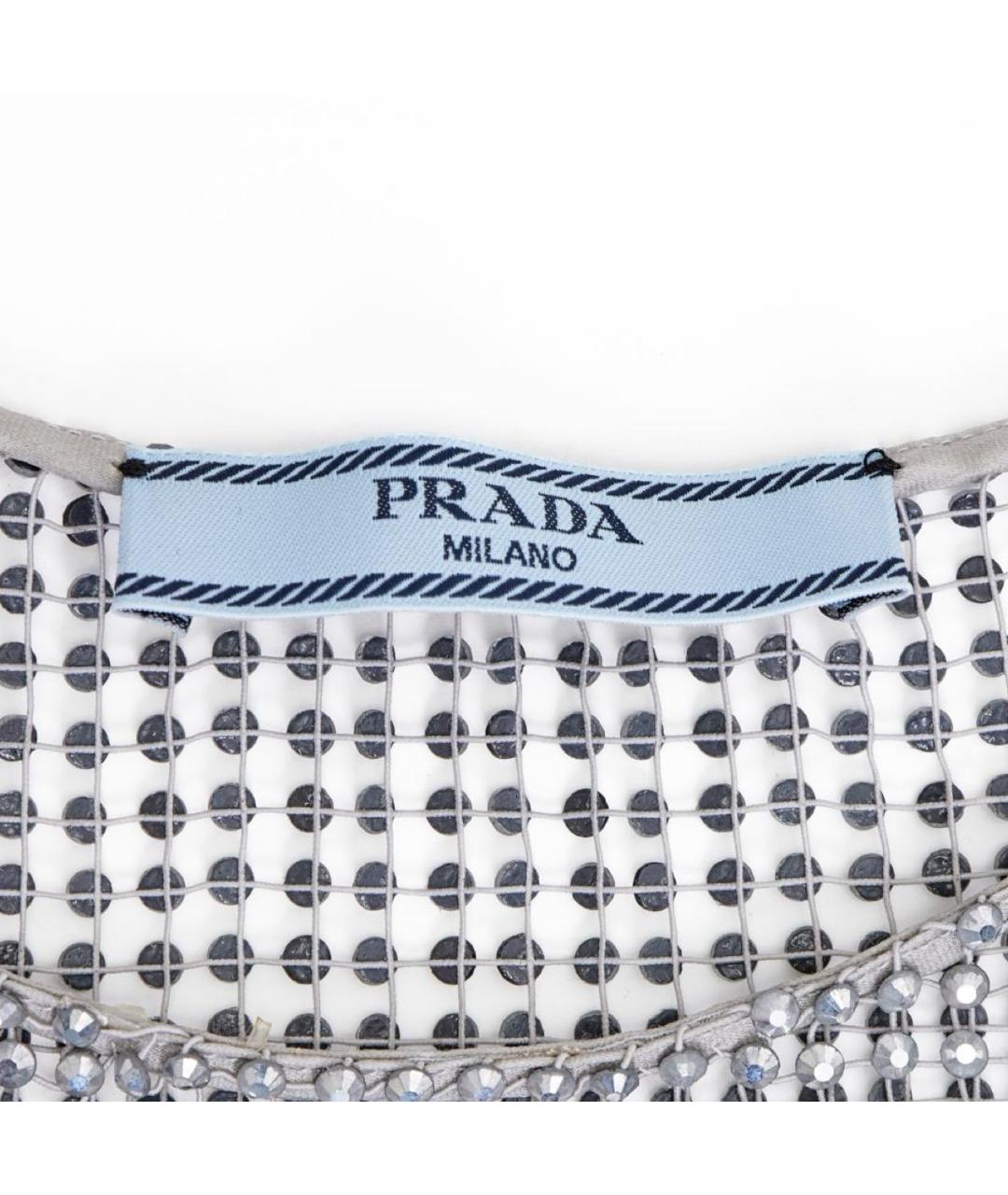 PRADA Серебряное шелковое коктейльное платье, фото 6