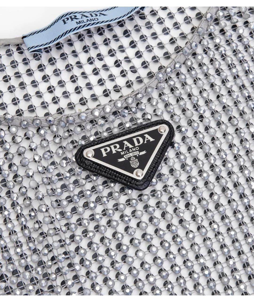 PRADA Серебряное шелковое коктейльное платье, фото 5