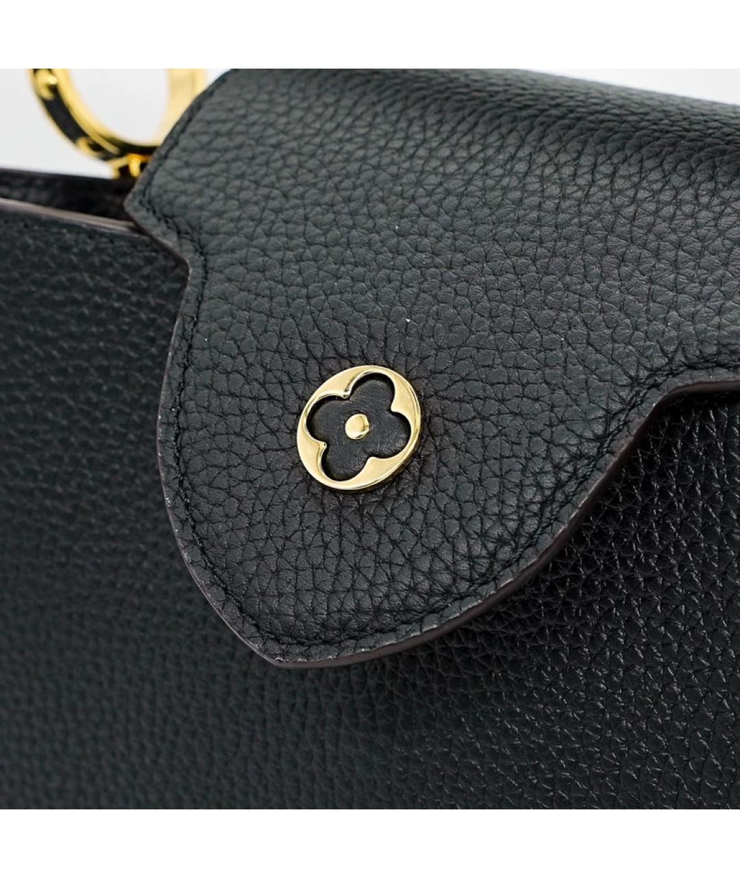 LOUIS VUITTON Черная кожаная сумка с короткими ручками, фото 6