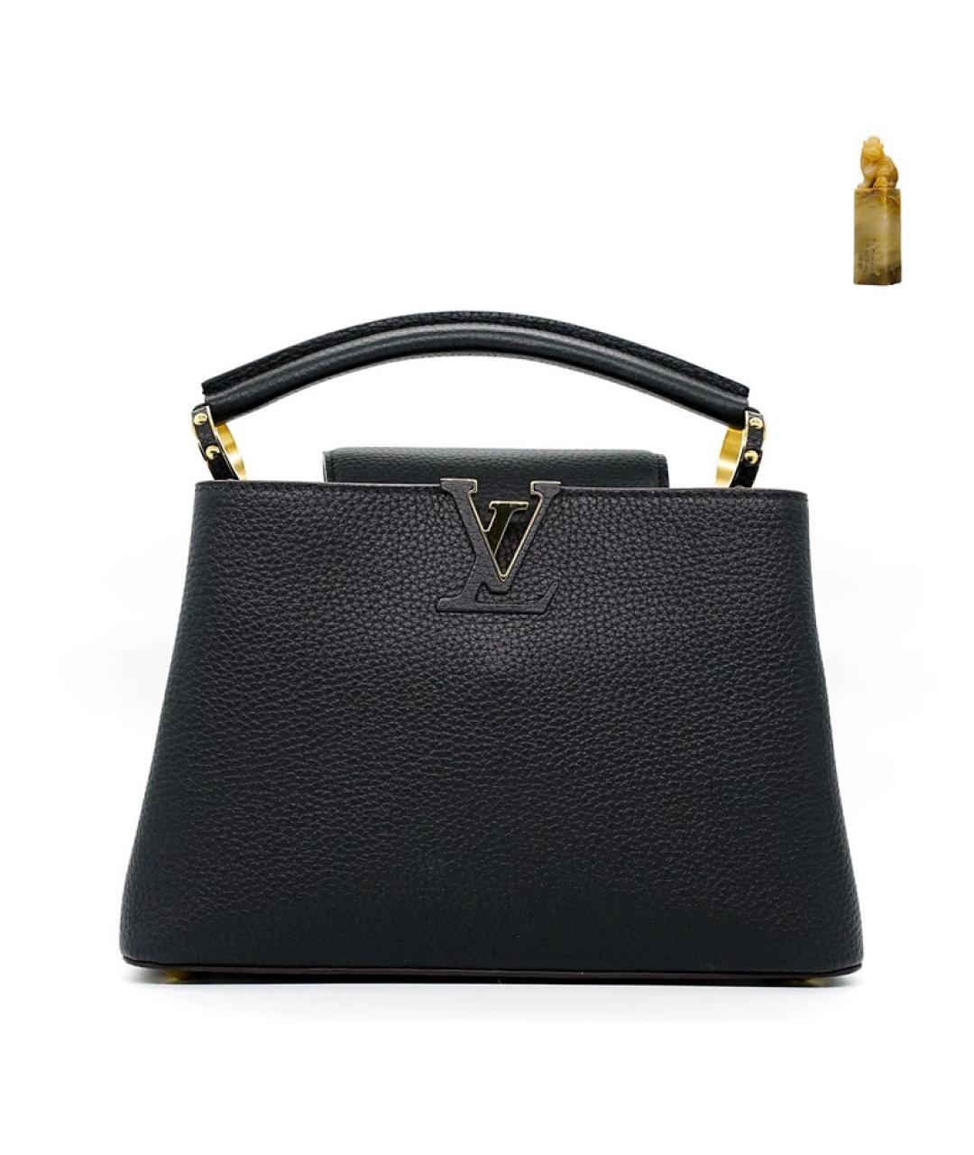 LOUIS VUITTON Черная кожаная сумка с короткими ручками, фото 9