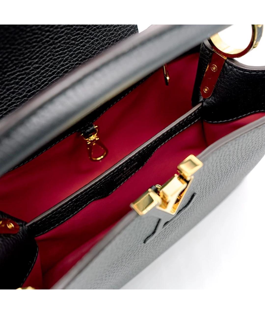 LOUIS VUITTON Черная кожаная сумка с короткими ручками, фото 8