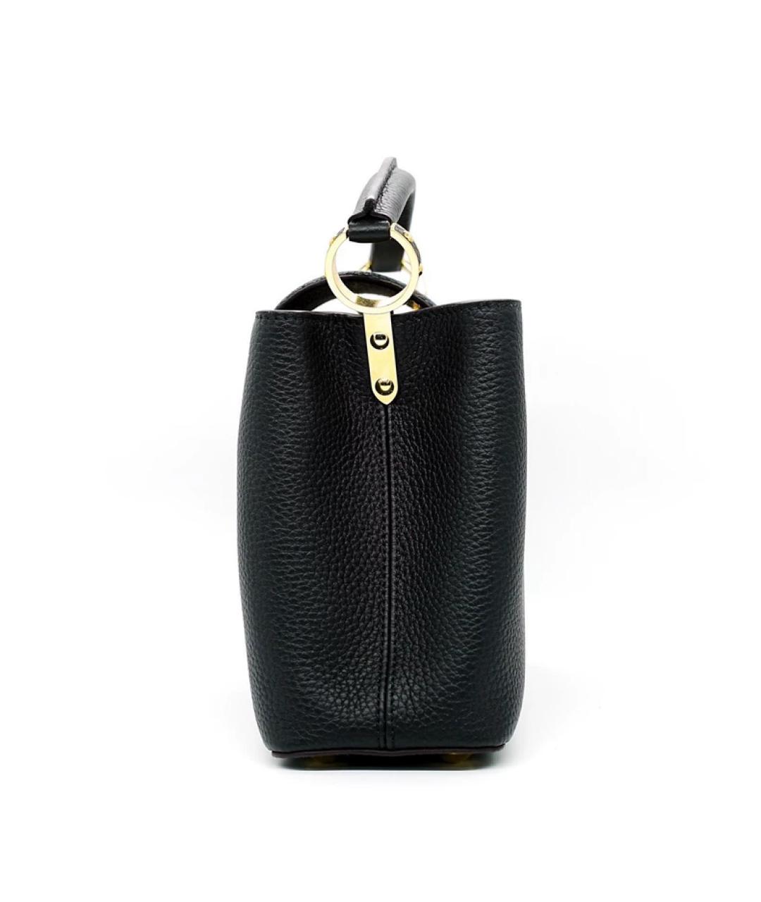 LOUIS VUITTON Черная кожаная сумка с короткими ручками, фото 3