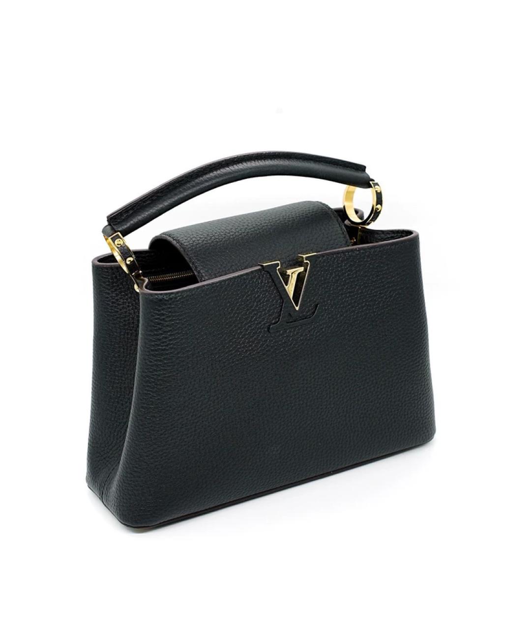 LOUIS VUITTON Черная кожаная сумка с короткими ручками, фото 2