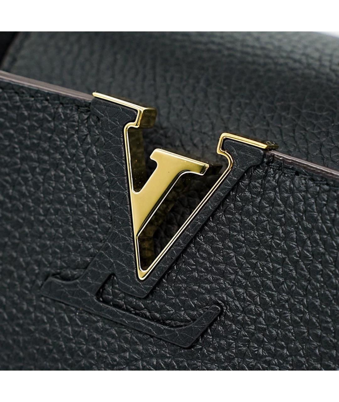 LOUIS VUITTON Черная кожаная сумка с короткими ручками, фото 7