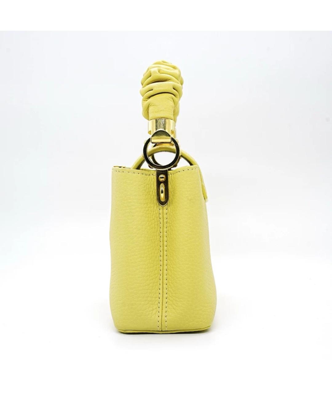 LOUIS VUITTON Желтая кожаная сумка с короткими ручками, фото 5
