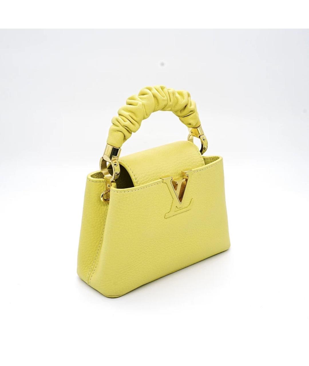 LOUIS VUITTON Желтая кожаная сумка с короткими ручками, фото 4