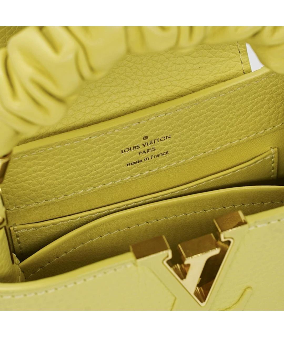 LOUIS VUITTON Желтая кожаная сумка с короткими ручками, фото 8