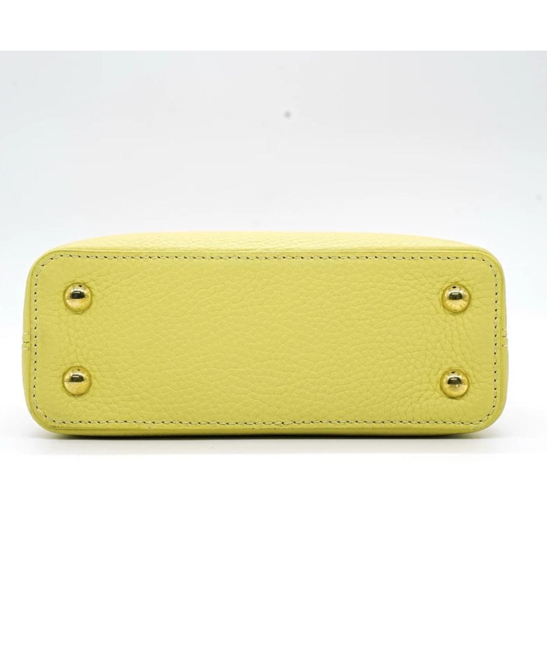 LOUIS VUITTON Желтая кожаная сумка с короткими ручками, фото 7