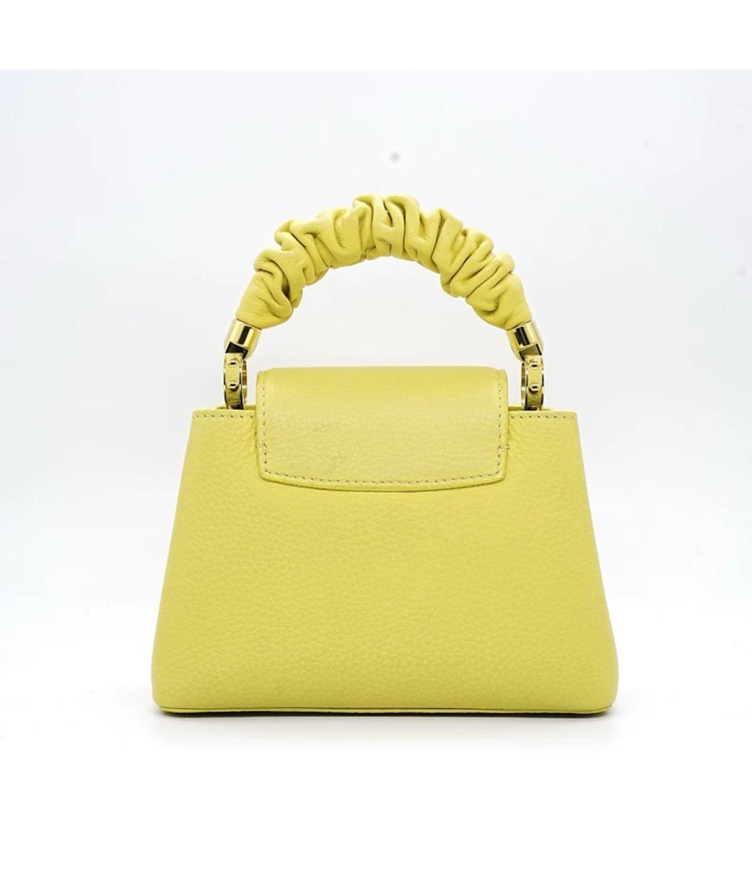 LOUIS VUITTON Желтая кожаная сумка с короткими ручками, фото 2