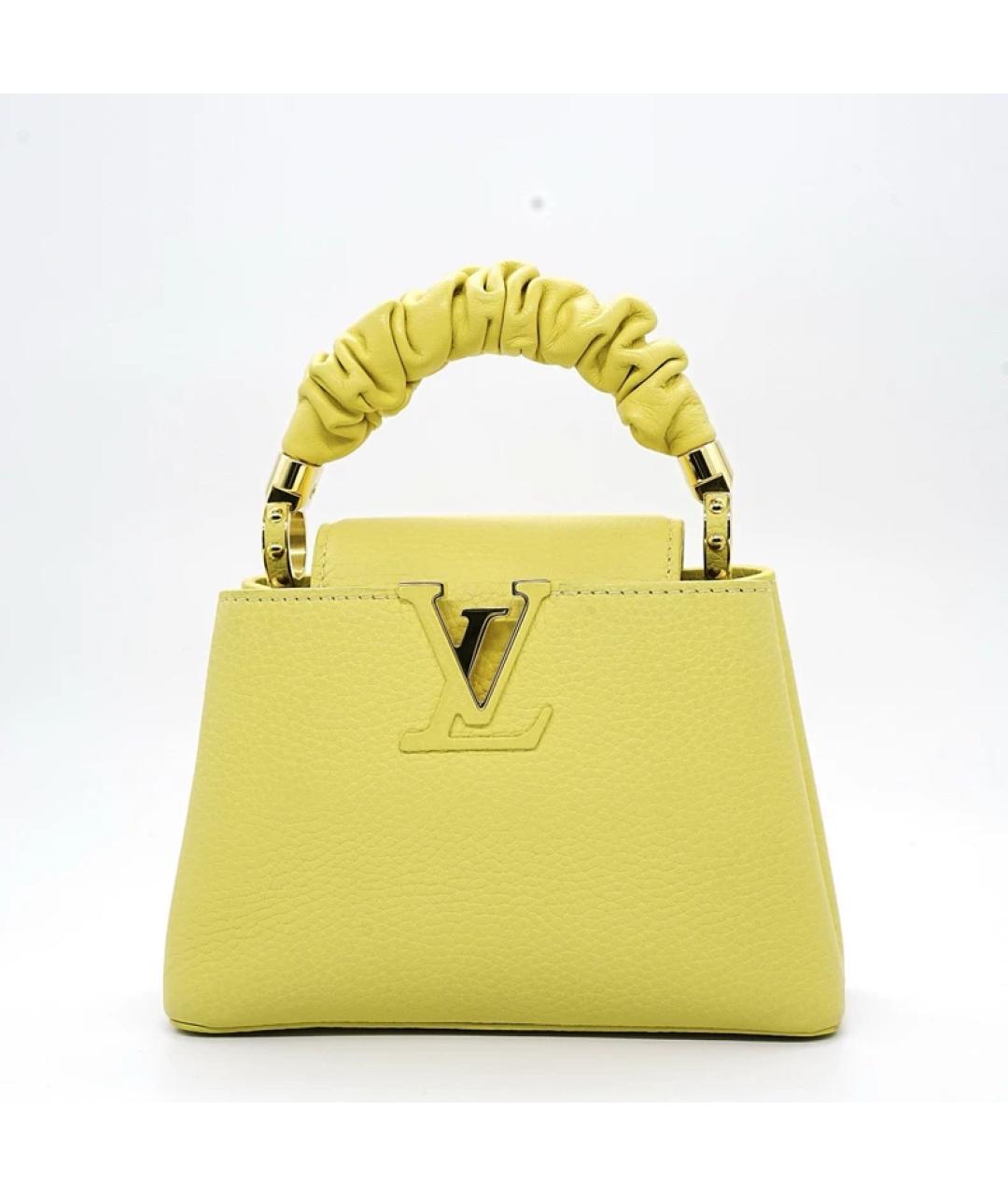 LOUIS VUITTON Желтая кожаная сумка с короткими ручками, фото 10