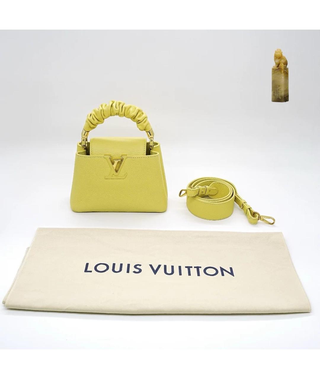LOUIS VUITTON Желтая кожаная сумка с короткими ручками, фото 9