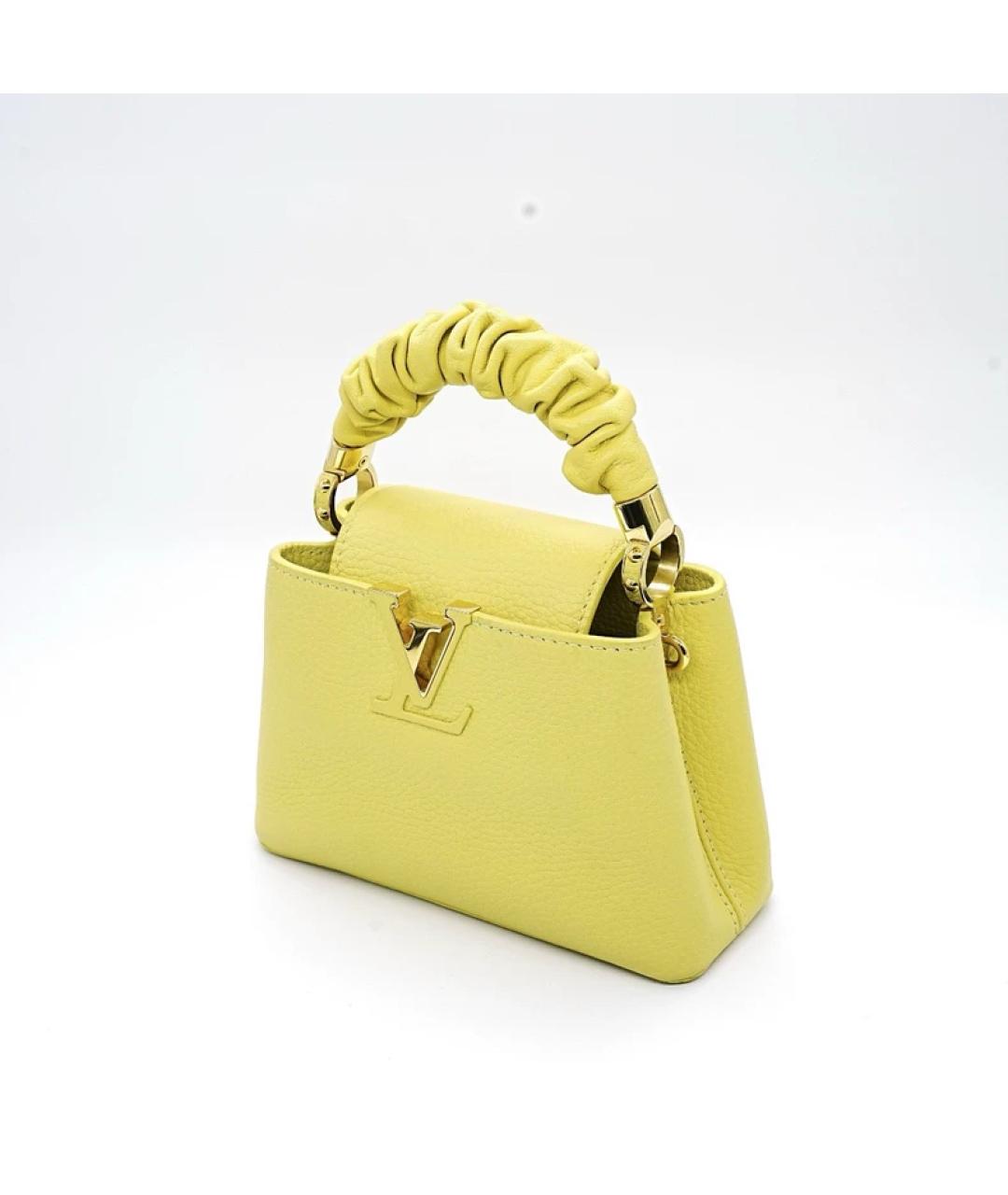 LOUIS VUITTON Желтая кожаная сумка с короткими ручками, фото 3