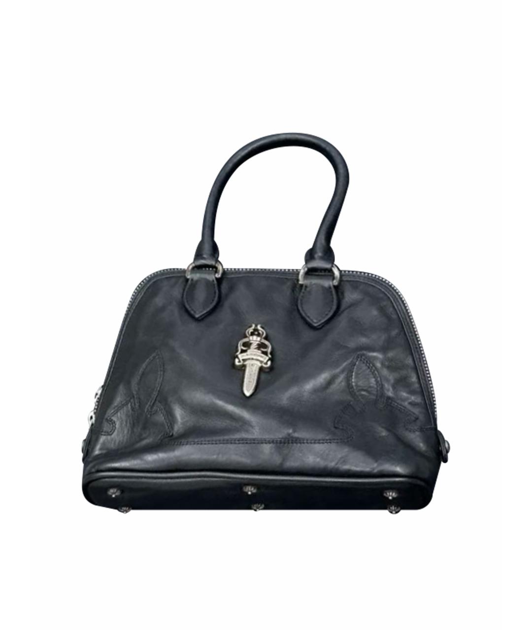 CHROME HEARTS Черная кожаная сумка с короткими ручками, фото 1