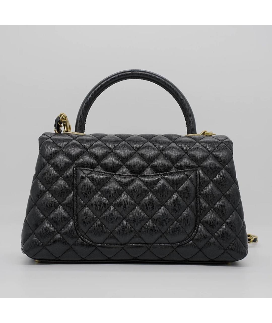 CHANEL Черная кожаная сумка с короткими ручками, фото 4