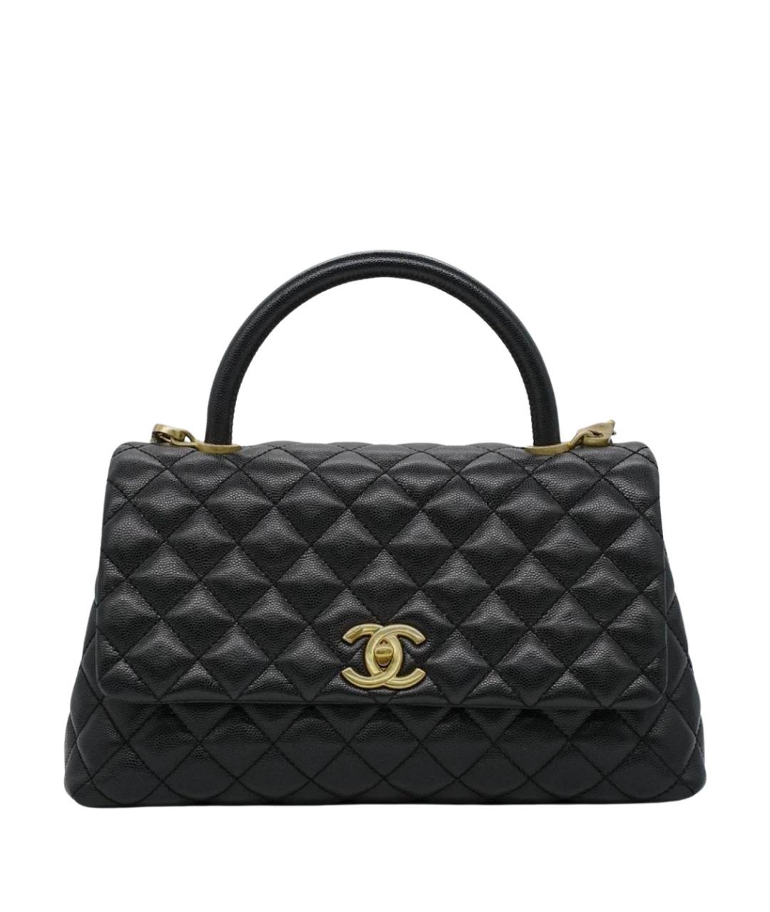 CHANEL Черная кожаная сумка с короткими ручками, фото 1