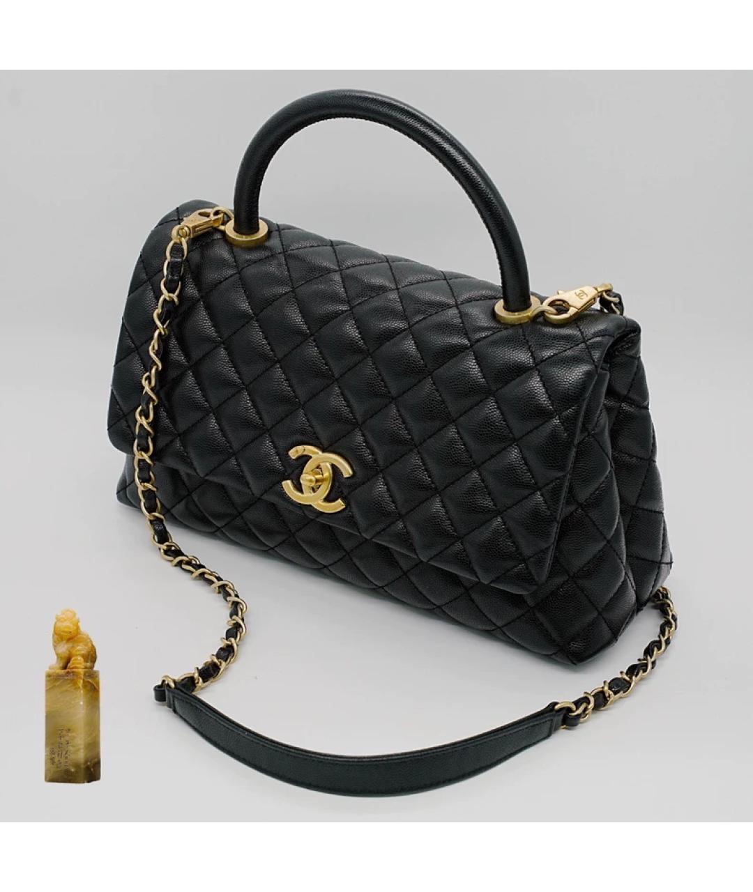 CHANEL Черная кожаная сумка с короткими ручками, фото 2