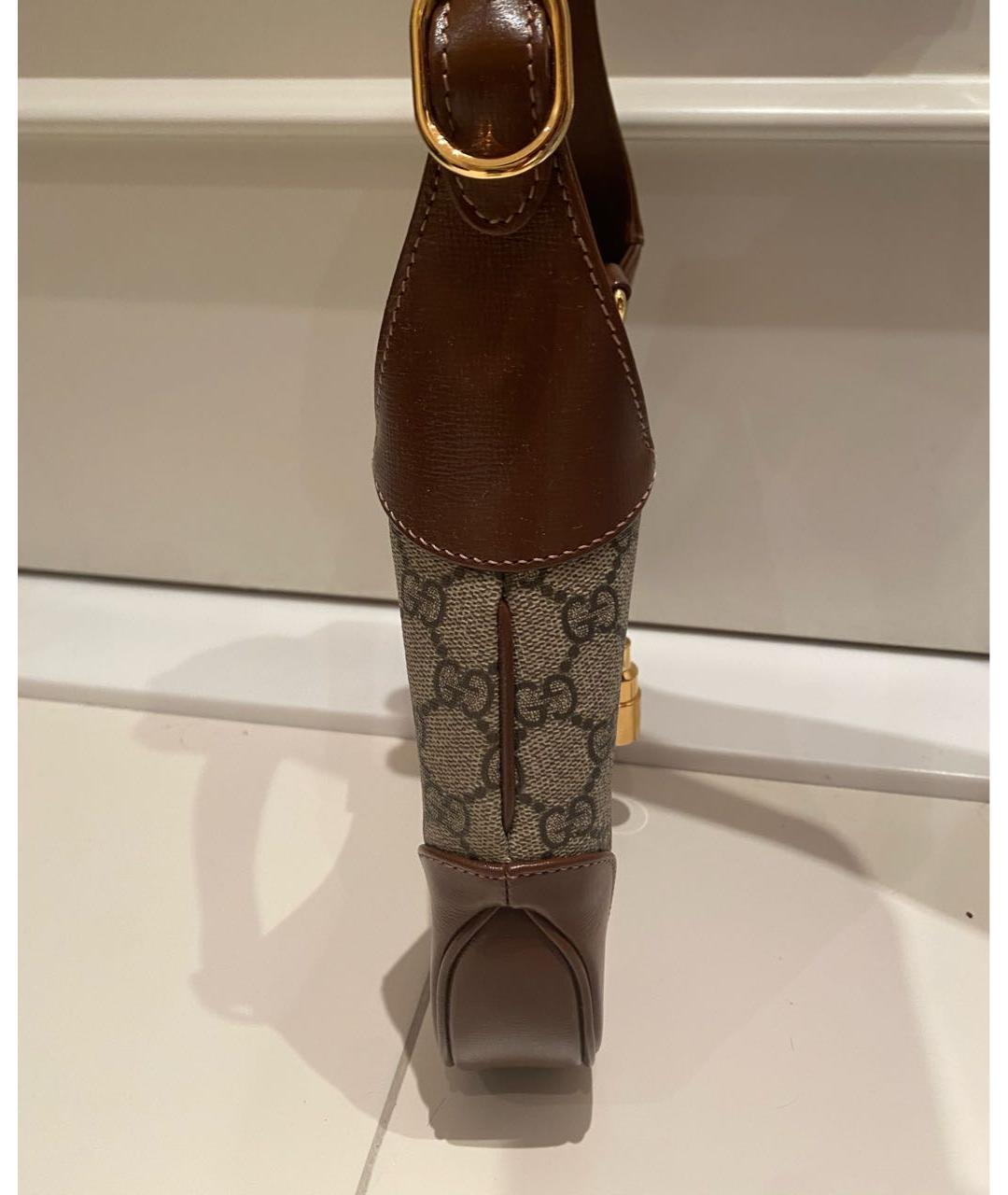 GUCCI Коричневая кожаная сумка с короткими ручками, фото 3