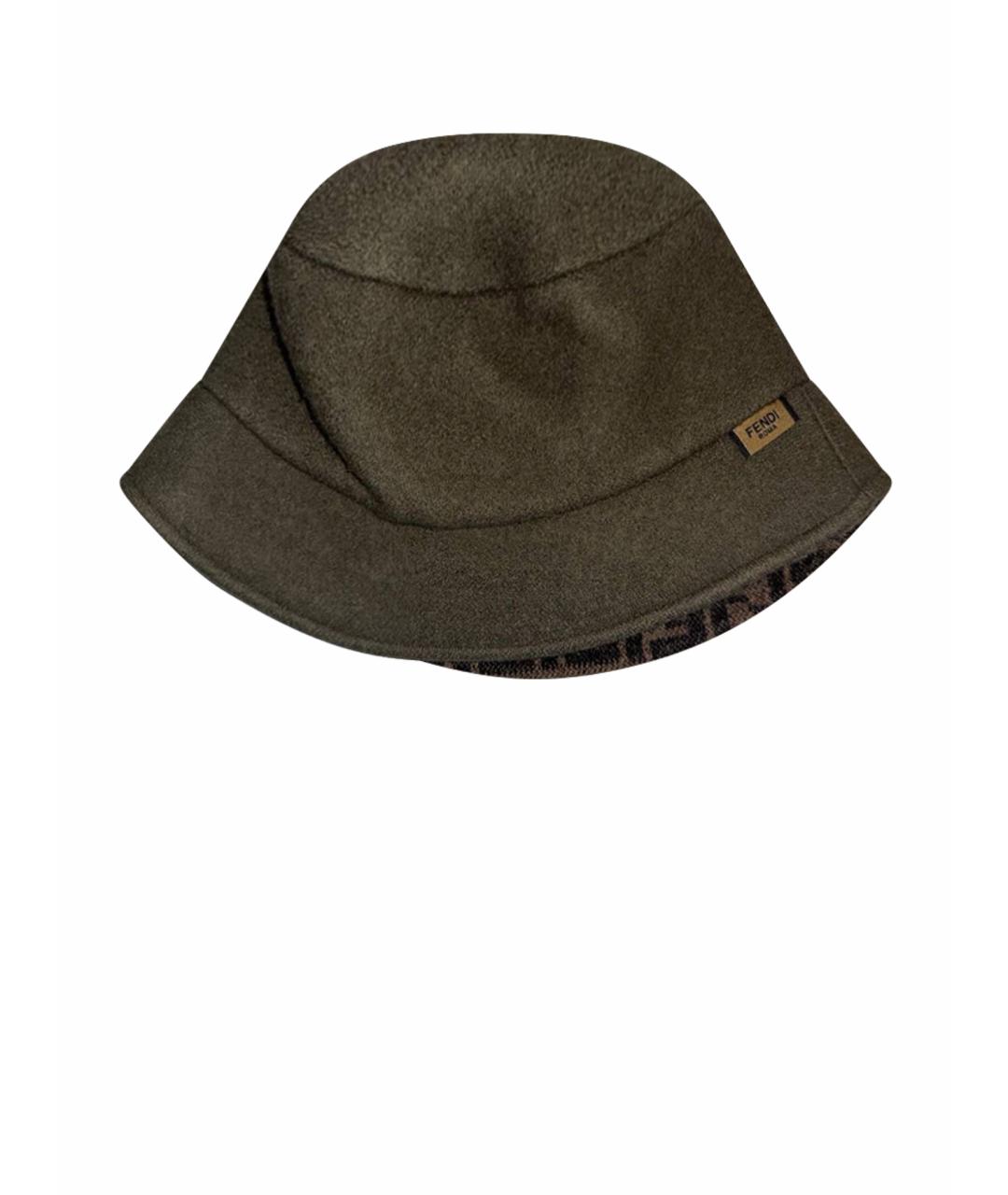 FENDI Хаки шерстяная шляпа, фото 1
