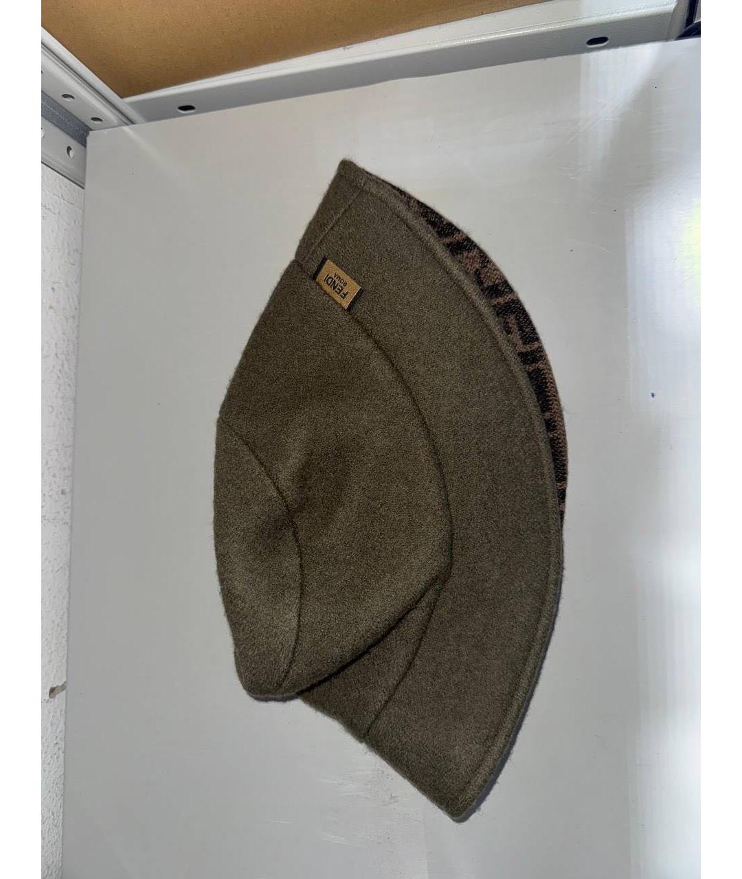 FENDI Хаки шерстяная шляпа, фото 3