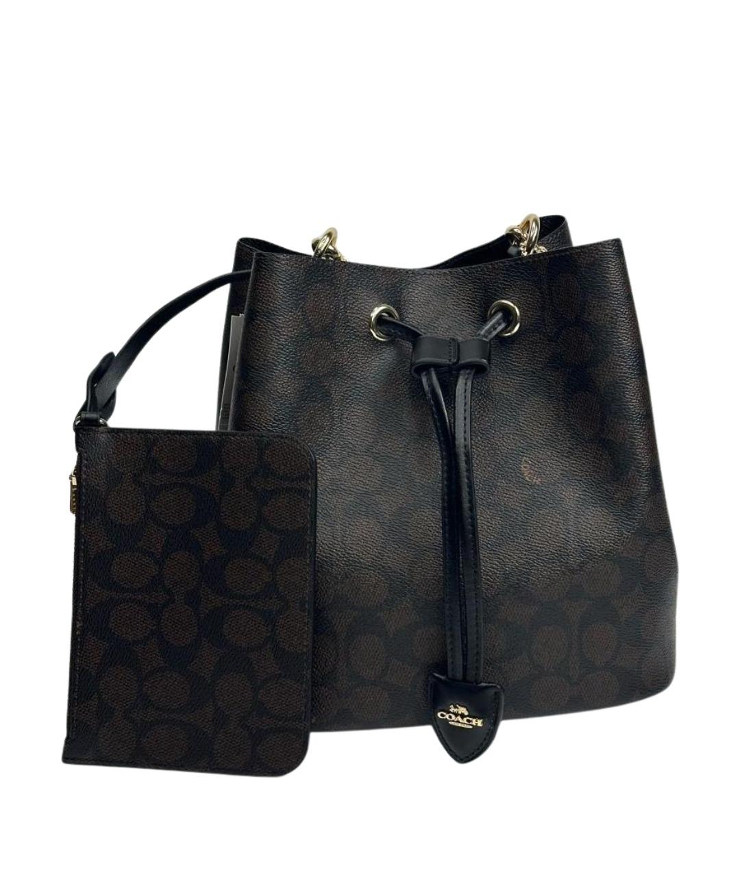 COACH Коричневая кожаная сумка через плечо, фото 1