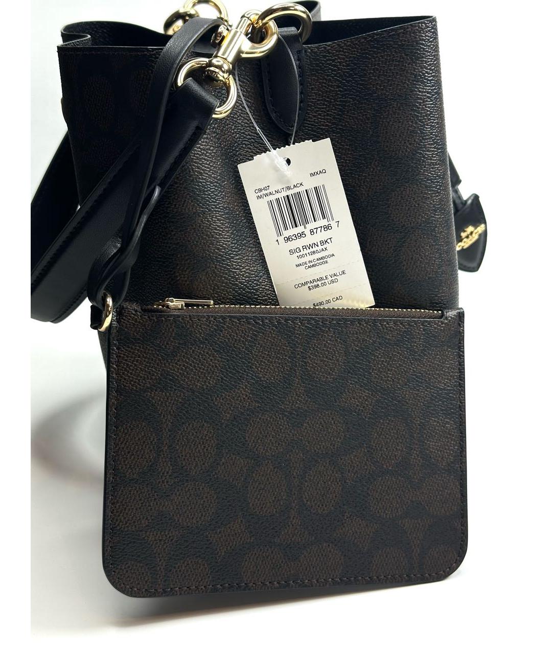 COACH Коричневая кожаная сумка через плечо, фото 5