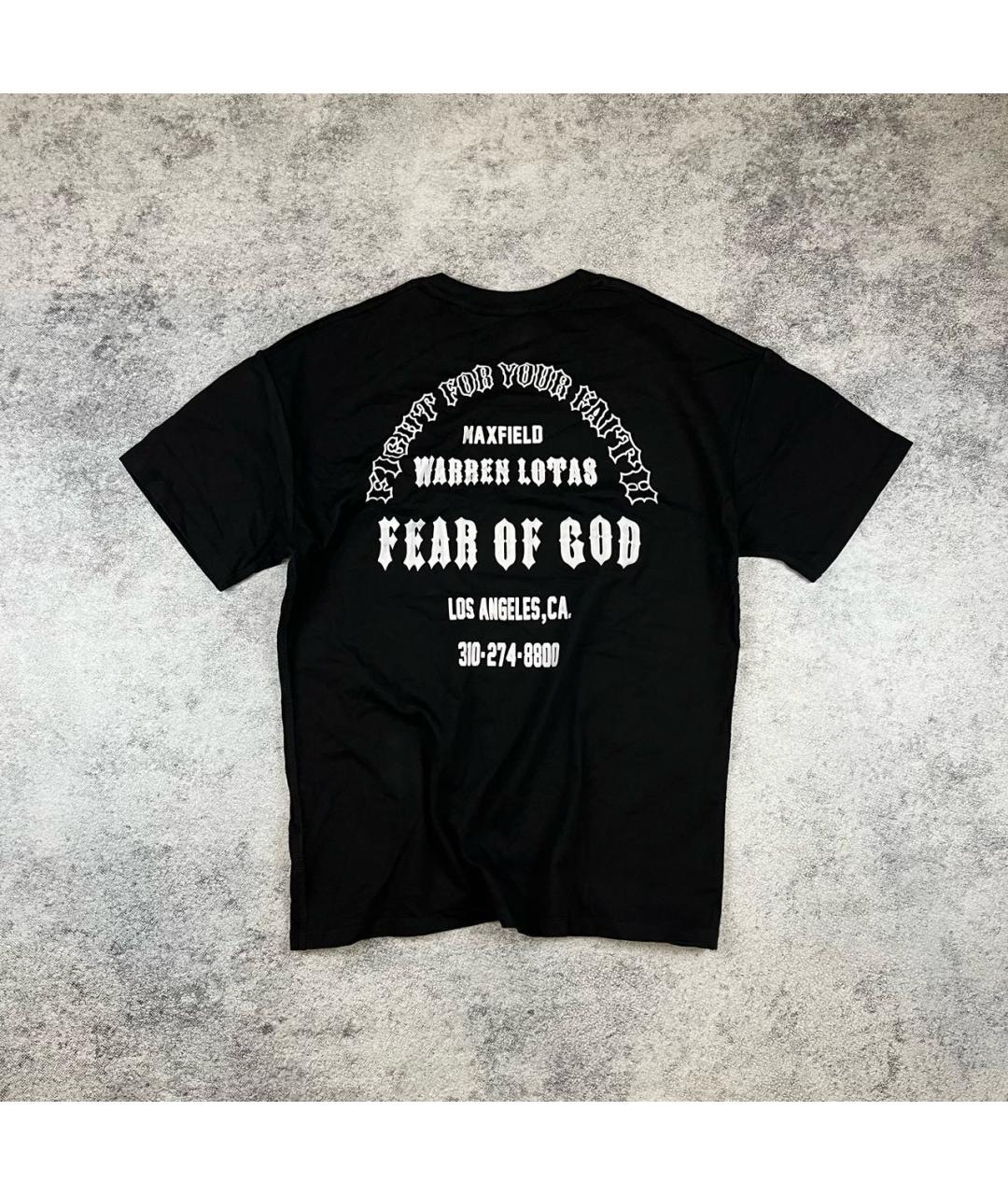 FEAR OF GOD Черная хлопковая футболка, фото 2