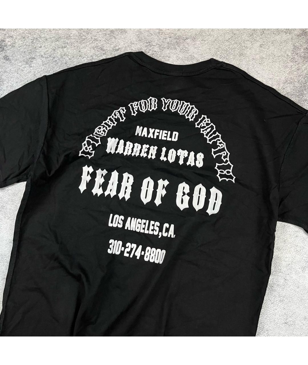 FEAR OF GOD Черная хлопковая футболка, фото 4
