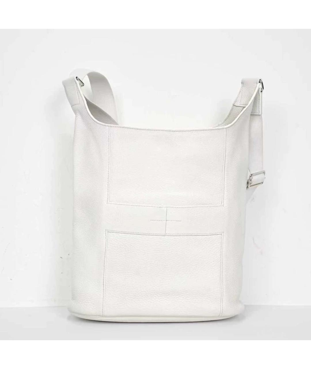 HERMES Белая кожаная сумка с короткими ручками, фото 5