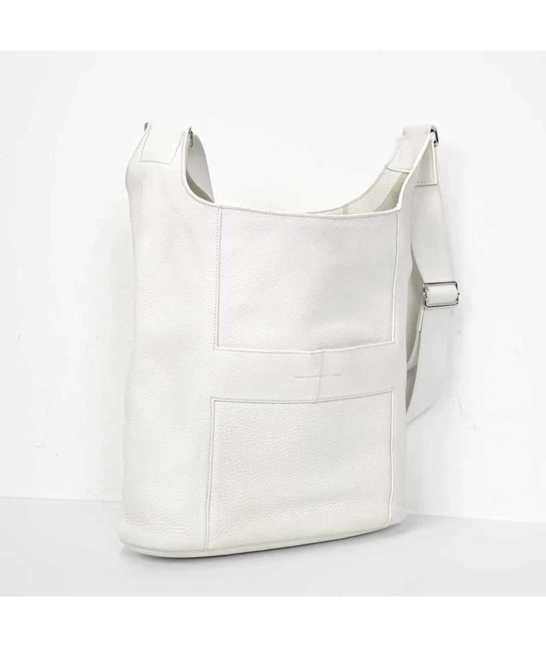 HERMES Белая кожаная сумка с короткими ручками, фото 4