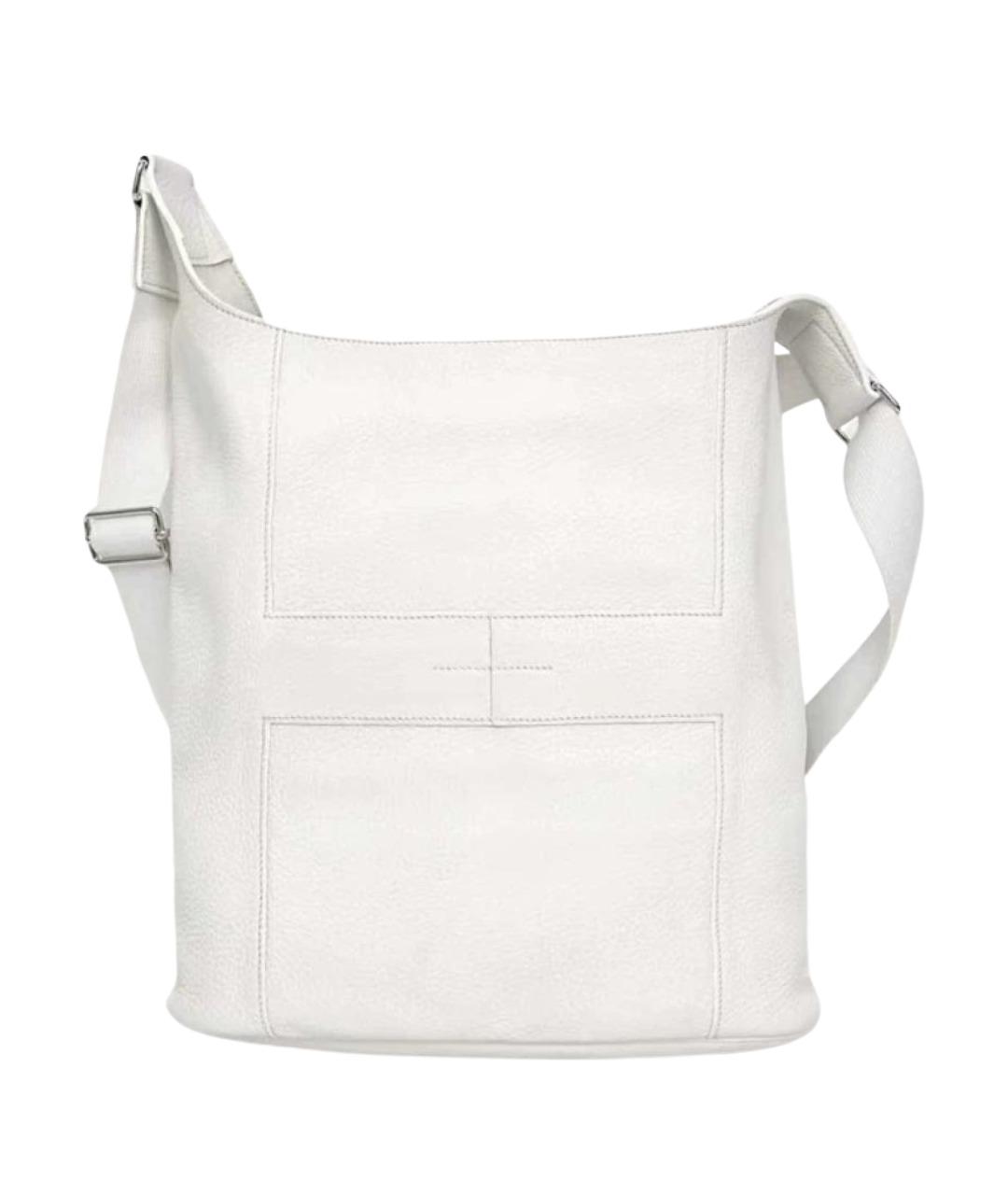 HERMES Белая кожаная сумка с короткими ручками, фото 1