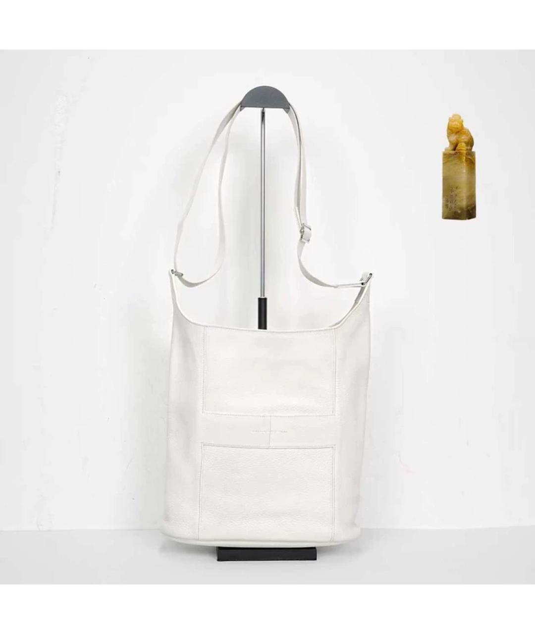 HERMES Белая кожаная сумка с короткими ручками, фото 9