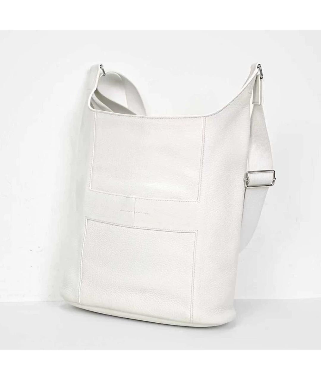 HERMES Белая кожаная сумка с короткими ручками, фото 6
