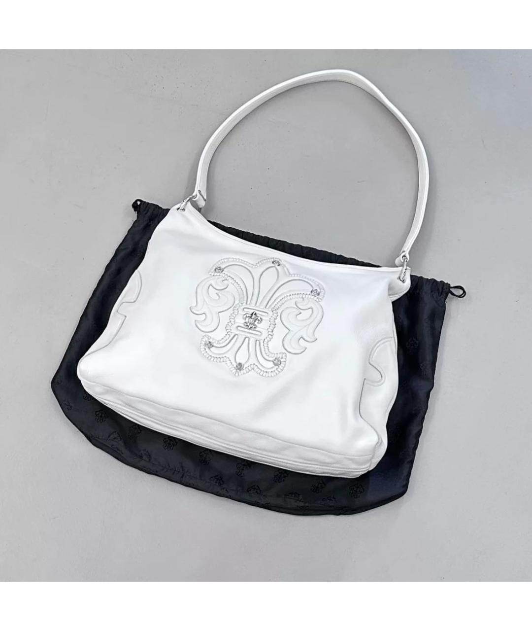 CHROME HEARTS Белая кожаная сумка тоут, фото 3