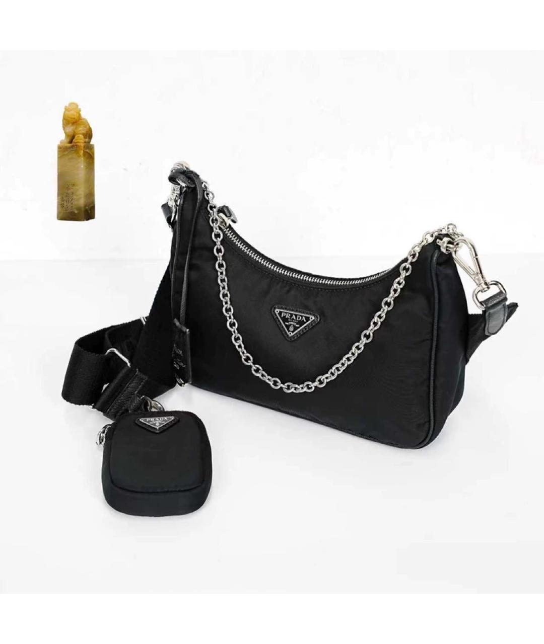 PRADA Черная синтетическая сумка с короткими ручками, фото 9