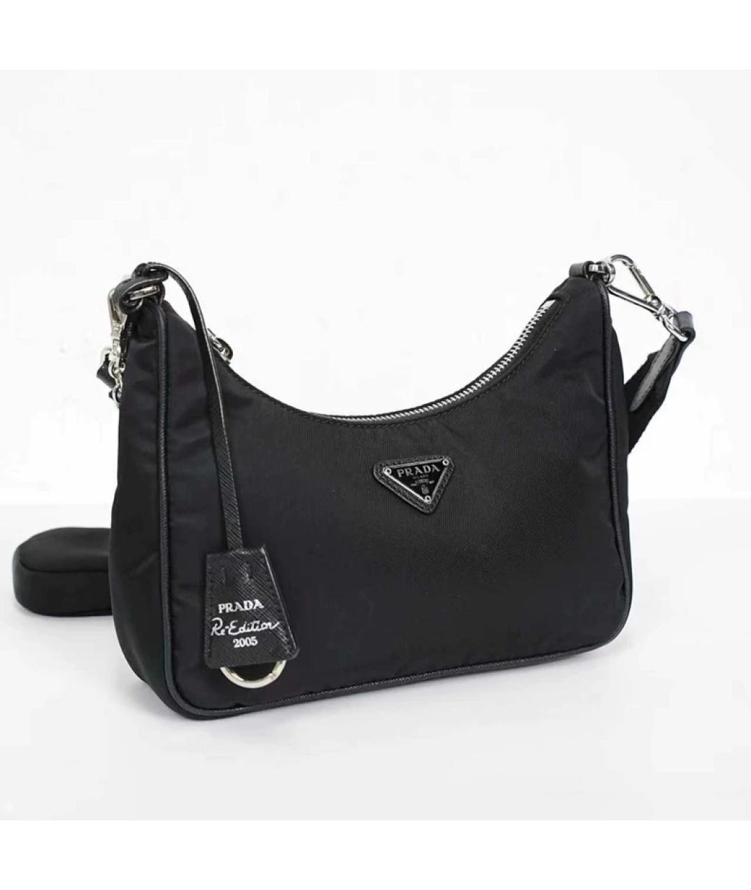 PRADA Черная синтетическая сумка с короткими ручками, фото 7