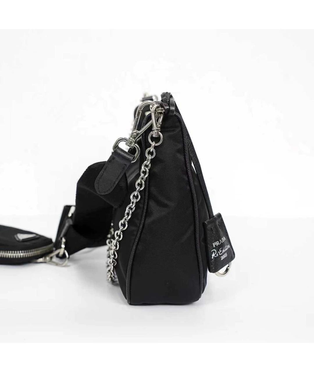 PRADA Черная синтетическая сумка с короткими ручками, фото 6