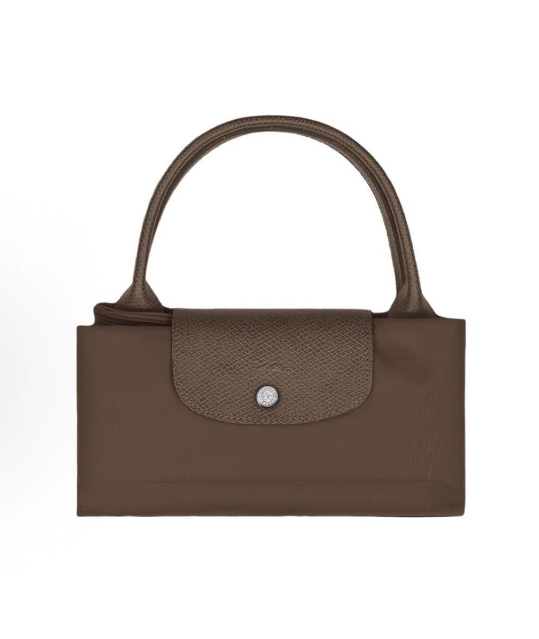 LONGCHAMP Коричневая тканевая сумка с короткими ручками, фото 5