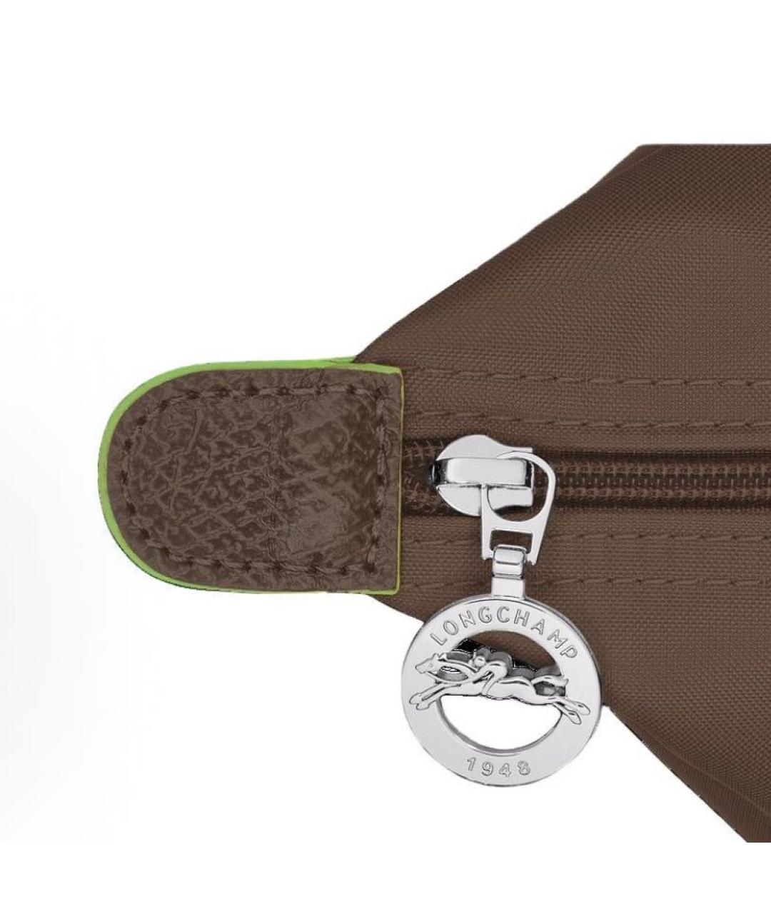 LONGCHAMP Коричневая тканевая сумка с короткими ручками, фото 6