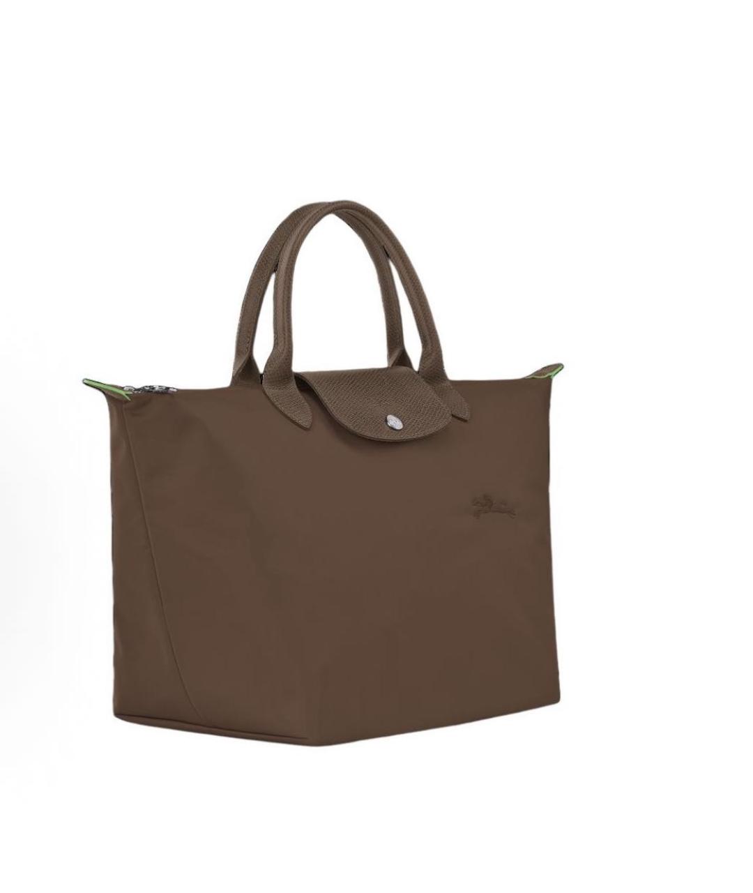 LONGCHAMP Коричневая тканевая сумка с короткими ручками, фото 2