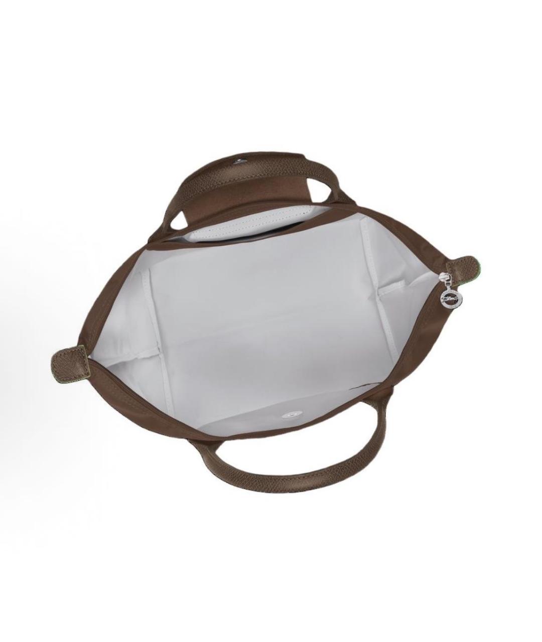 LONGCHAMP Коричневая тканевая сумка с короткими ручками, фото 4